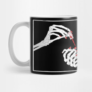 Skeleton Hands Painting Nails Red Manicure Halloween Nail Tech Mug