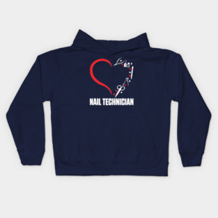 Nail Technician Heart Tools Manicurist Job Salon Worker Kids Hoodie