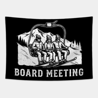 Board Meeting Ski Lift Winter Humor Tapestry