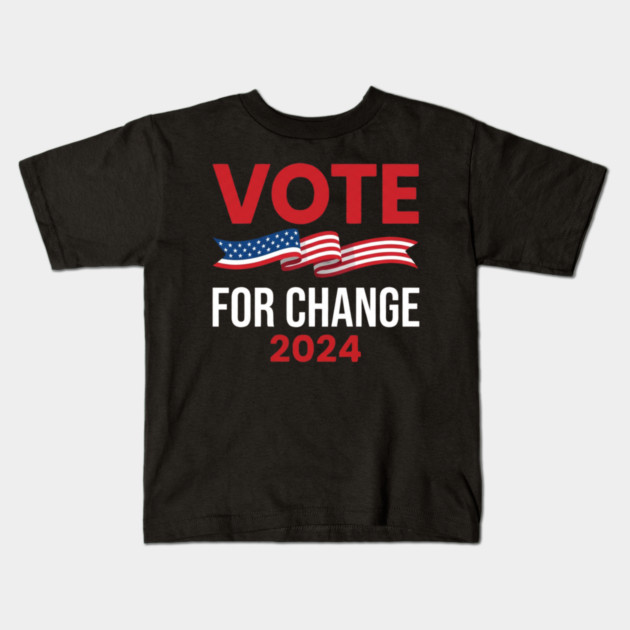 Vote For Change 2024 Political American Flag Kids T-Shirt by ArtistTee ⭐⭐⭐⭐⭐