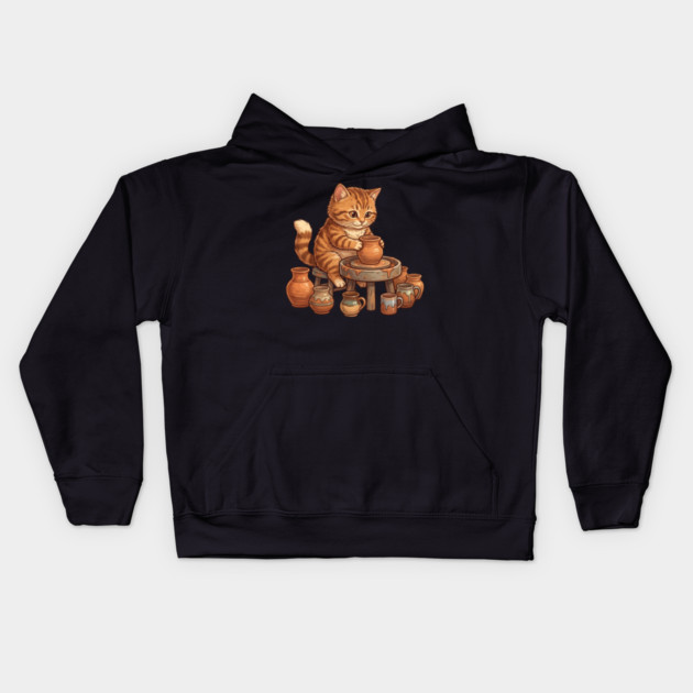 Cat Potter Pottery Making Ceramicist Kids Hoodie by ArtistTee ⭐⭐⭐⭐⭐