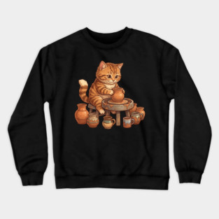 Cat Potter Pottery Making Ceramicist Crewneck Sweatshirt
