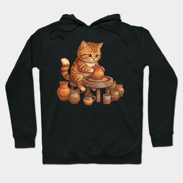 Cat Potter Pottery Making Ceramicist Hoodie by ArtistTee ⭐⭐⭐⭐⭐