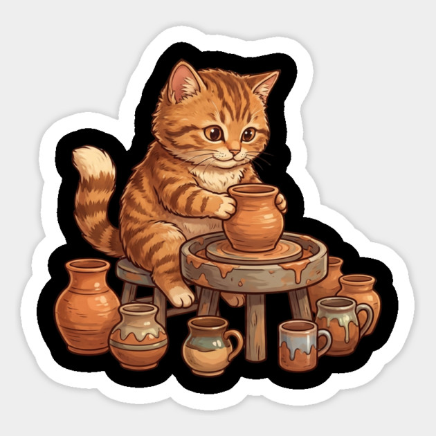 Cat Potter Pottery Making Ceramicist Magnet by ArtistTee ⭐⭐⭐⭐⭐