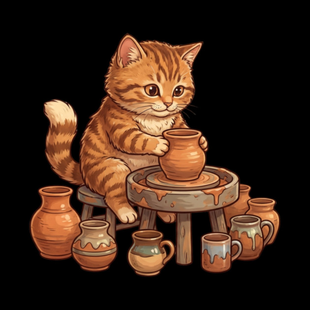 Cat Potter Pottery Making Ceramicist by ArtistTee ⭐⭐⭐⭐⭐