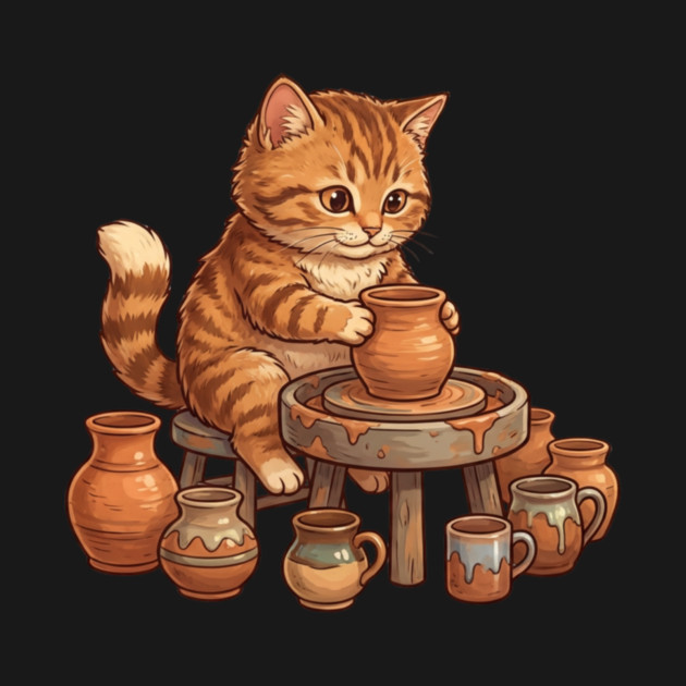 Cat Potter Pottery Making Ceramicist by ArtistTee ⭐⭐⭐⭐⭐