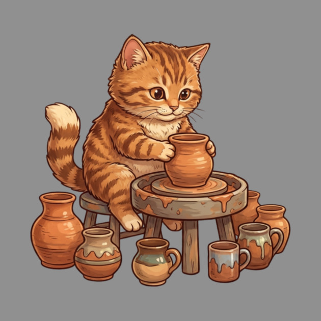Cat Potter Pottery Making Ceramicist by ArtistTee ⭐⭐⭐⭐⭐