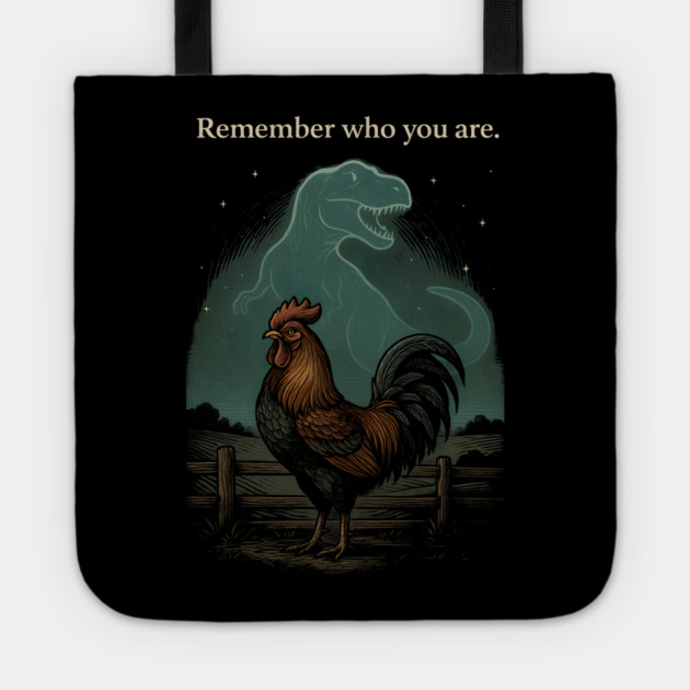 Remember Who You Are Rooster Dinosaur Farm Life Tote by ArtistTee ⭐⭐⭐⭐⭐