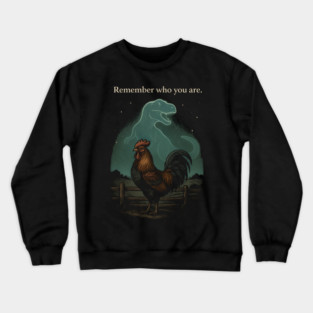 Remember Who You Are Rooster Dinosaur Farm Life Crewneck Sweatshirt