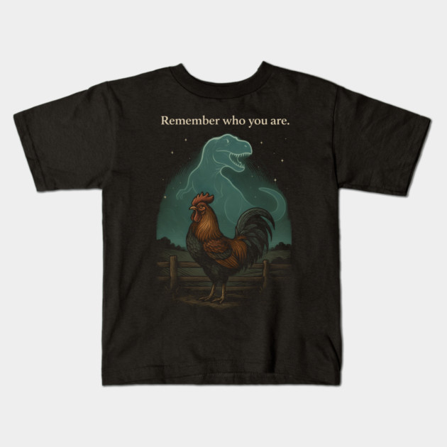 Remember Who You Are Rooster Dinosaur Farm Life Kids T-Shirt by ArtistTee ⭐⭐⭐⭐⭐