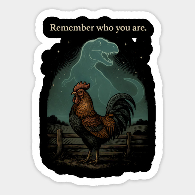 Remember Who You Are Rooster Dinosaur Farm Life Sticker by ArtistTee ⭐⭐⭐⭐⭐