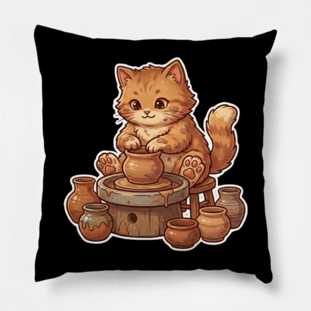 Cat Potter Pottery Cat Lover Cute Pillow by ArtistTee ⭐⭐⭐⭐⭐