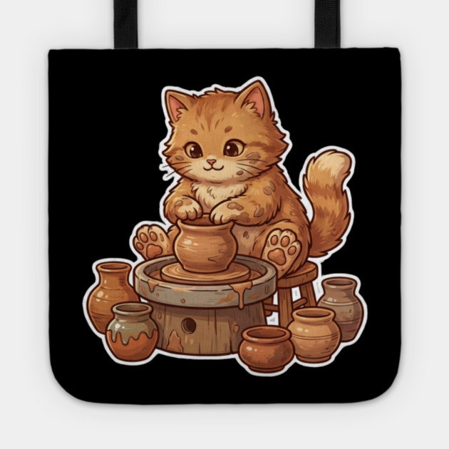 Cat Potter Pottery Cat Lover Cute Tote by ArtistTee ⭐⭐⭐⭐⭐