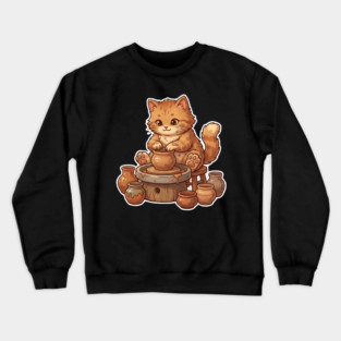 Cat Potter Pottery Cat Lover Cute Crewneck Sweatshirt