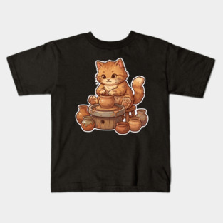 Cat Potter Pottery Cat Lover Cute Kids T-Shirt