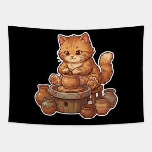 Cat Potter Pottery Cat Lover Cute Tapestry