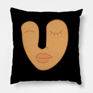 Abstract Minimal Face Art Modern Feminine Earth Tone Design Pillow