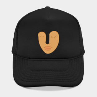 Abstract Minimal Face Art Modern Feminine Earth Tone Design Hat