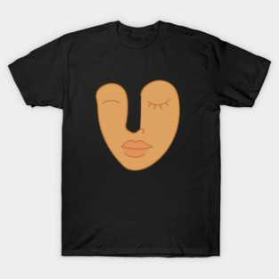 Abstract Minimal Face Art Modern Feminine Earth Tone Design T-Shirt