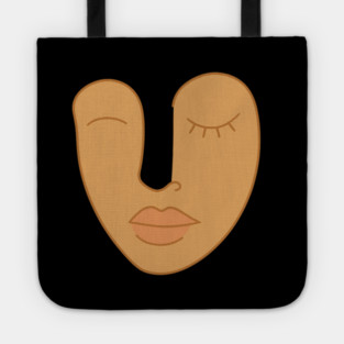 Abstract Minimal Face Art Modern Feminine Earth Tone Design Tote