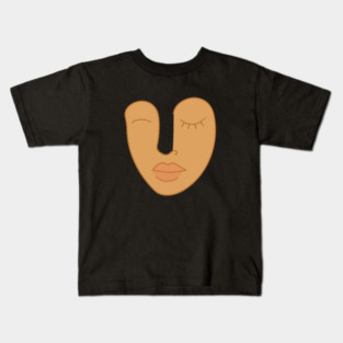 Abstract Minimal Face Art Modern Feminine Earth Tone Design Kids T-Shirt