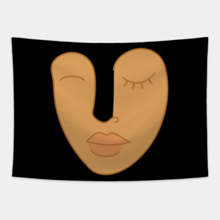 Abstract Minimal Face Art Modern Feminine Earth Tone Design Tapestry