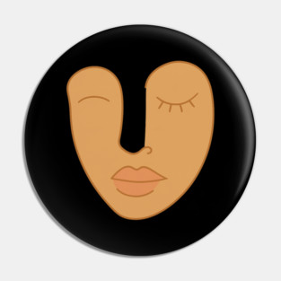 Abstract Minimal Face Art Modern Feminine Earth Tone Design Pin