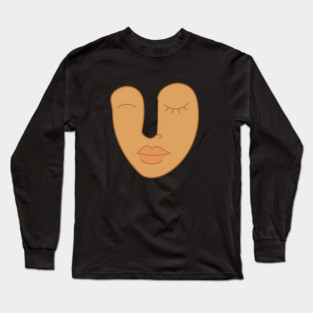 Abstract Minimal Face Art Modern Feminine Earth Tone Design Long Sleeve T-Shirt