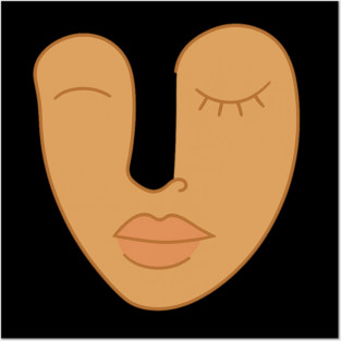 Abstract Minimal Face Art Modern Feminine Earth Tone Design Posters and Art