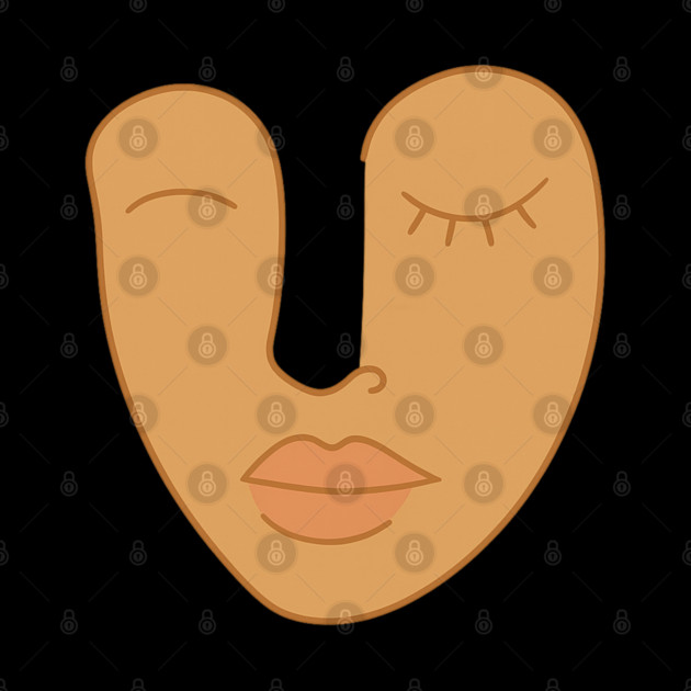 Abstract Minimal Face Art Modern Feminine Earth Tone Design by Anne Lee