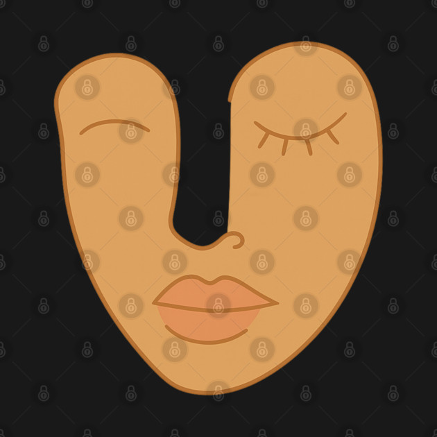 Abstract Minimal Face Art Modern Feminine Earth Tone Design by Anne Lee