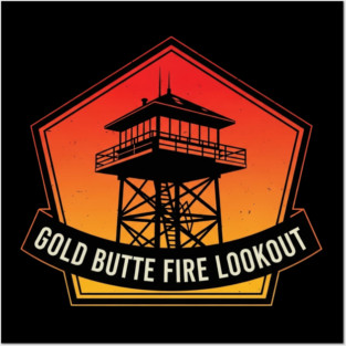 Gold Butte Fire Lookout Tower Silhouette Posters and Art