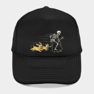 Puppy Dogs Stealing Bones from Funny Skeleton on Crutches Humor Anatomy Hat