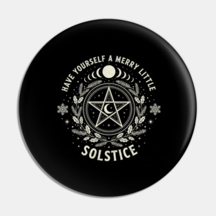 Yule Solstice Witch Pagan Triple Moon Pentagram Winter Holiday Greeting Pin