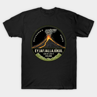 Eyjafjallajökull Volcano Iceland Badge T-Shirt