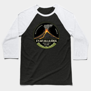 Eyjafjallajökull Volcano Iceland Badge Baseball T-Shirt