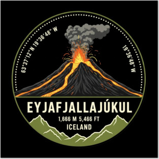 Eyjafjallajökull Volcano Iceland Badge Posters and Art