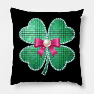 Disco Ball Lucky Clover Shamrock Irish St Patricks Day Women Girl Pillow