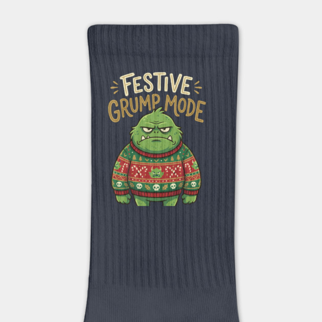 Festive Grump Mode Funny Green Holiday Monster by Rommel's Store 1