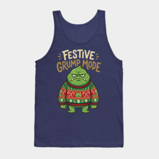 Festive Grump Mode Funny Green Holiday Monster Tank Top