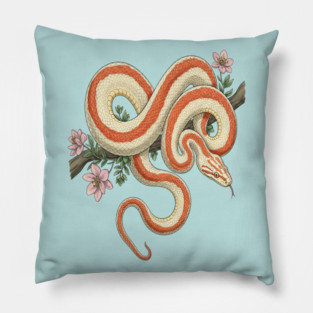 Rosy Boa Vintage Botanical Illustration Pillow