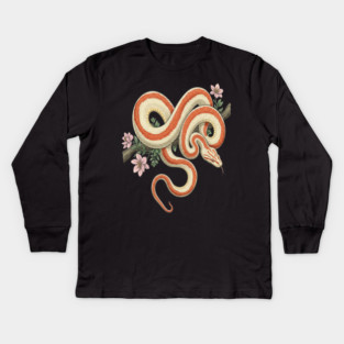 Rosy Boa Vintage Botanical Illustration Kids Long Sleeve T-Shirt