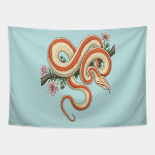 Rosy Boa Vintage Botanical Illustration Tapestry