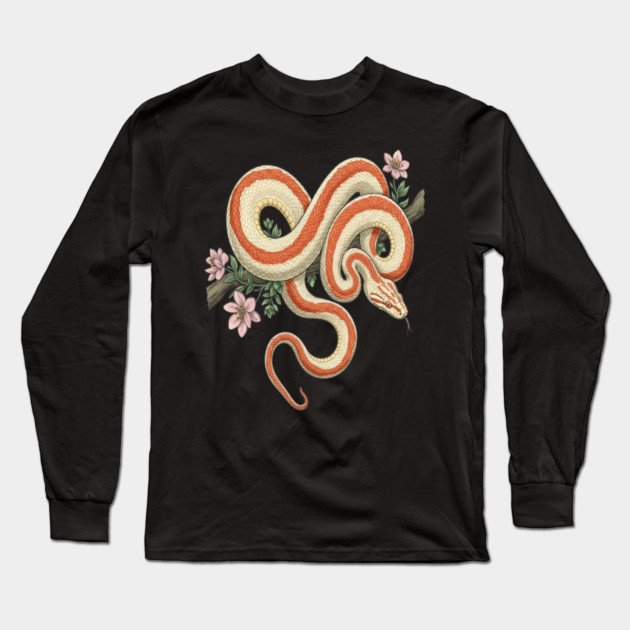 Rosy Boa Vintage Botanical Illustration Long Sleeve T-Shirt by BirdsnStuff