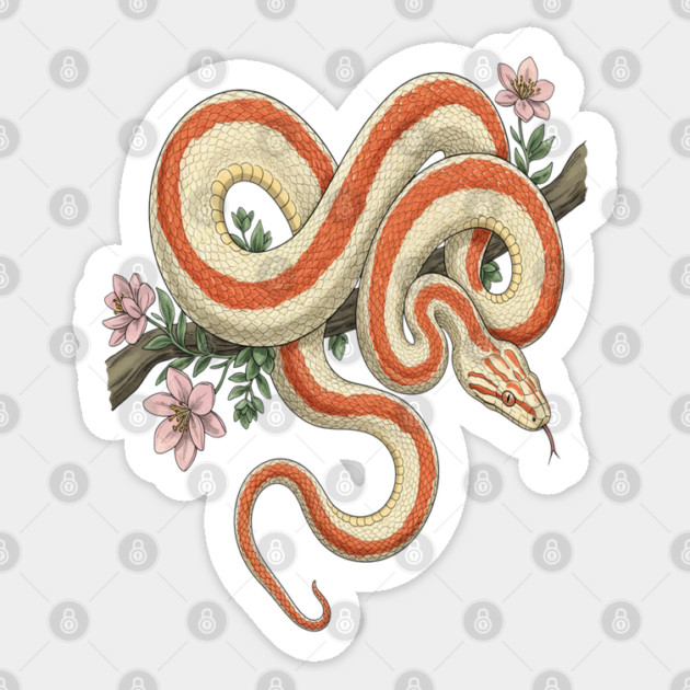 Rosy Boa Vintage Botanical Illustration Sticker by BirdsnStuff