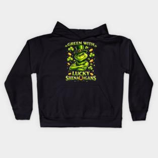 Green With Lucky Shenanigans St Patrick’s Day Grinch Shirt Kids Hoodie