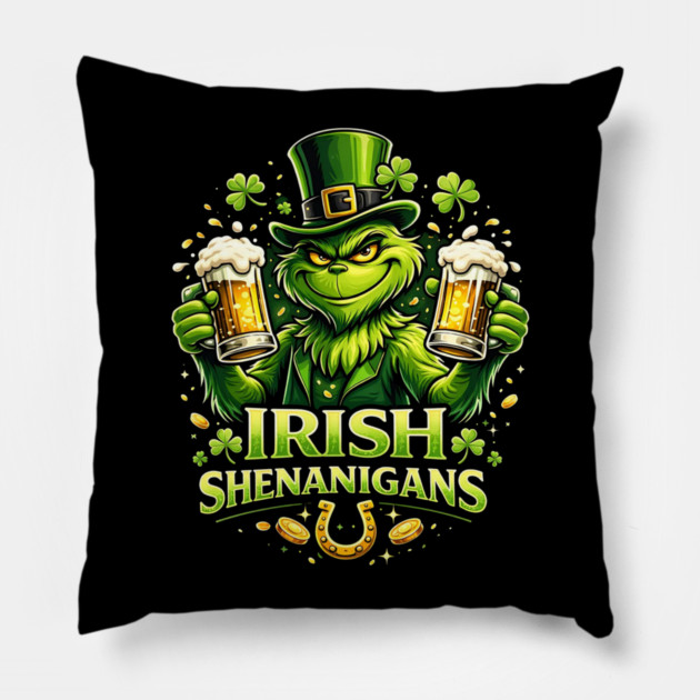 Irish Shenanigans Funny St Patrick’s Day Green Beer Shirt Pillow by UrbanLifeApparel