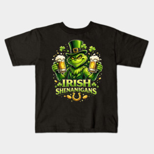 Irish Shenanigans Funny St Patrick’s Day Green Beer Shirt Kids T-Shirt