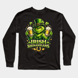 Irish Shenanigans Funny St Patrick’s Day Green Beer Shirt Long Sleeve T-Shirt