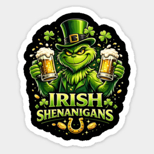 Irish Shenanigans Funny St Patrick’s Day Green Beer Shirt Sticker